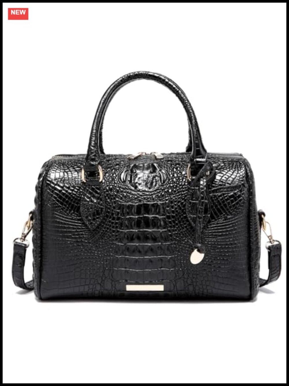 Crocodile Embossed Vegan Leather Satchel Top Handle Shoulder Bag Purse
